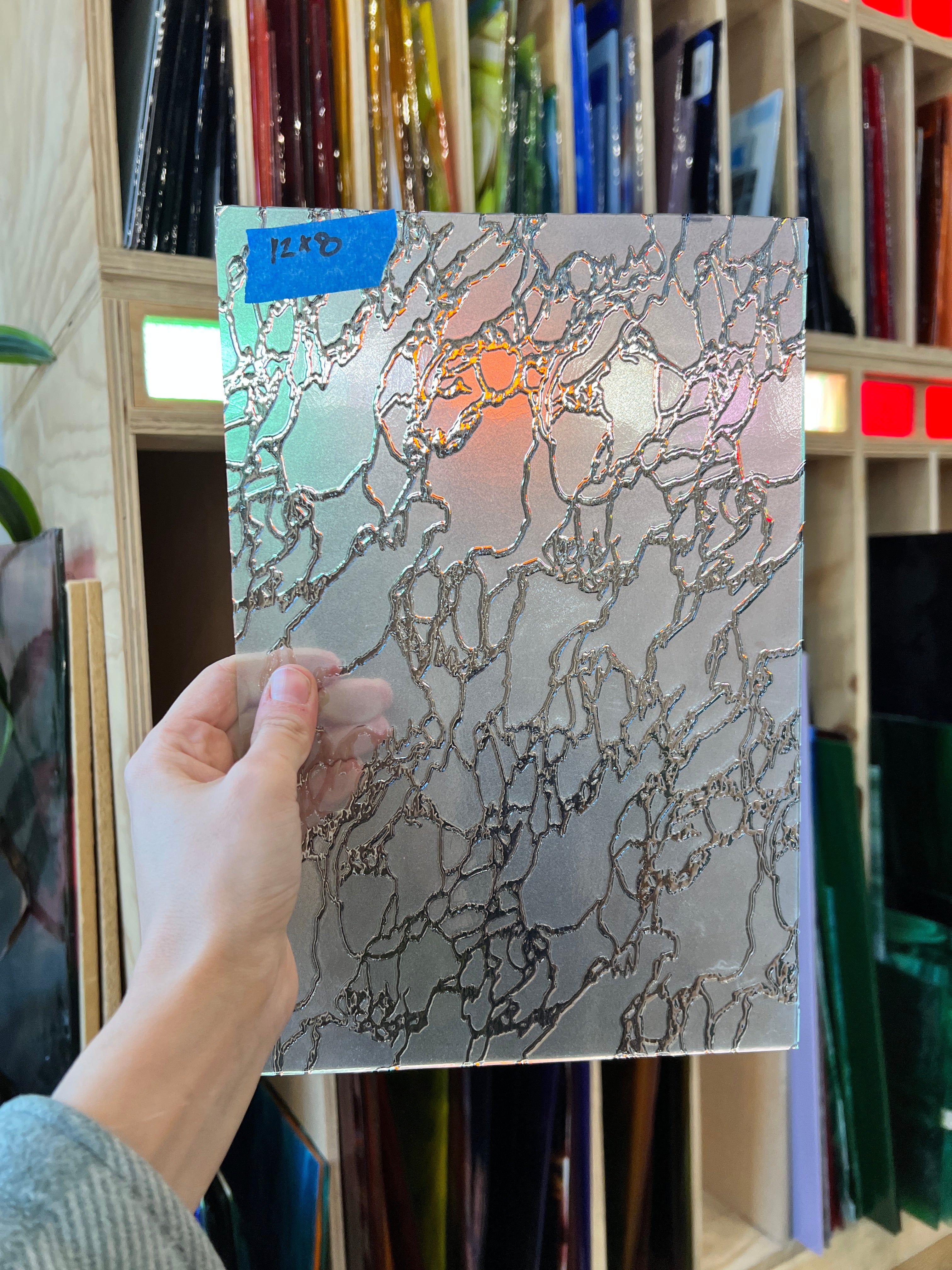 Frosted Niagara Clear Texture Sheet Glass Colorado Glassworks ID0231 (12x8in)