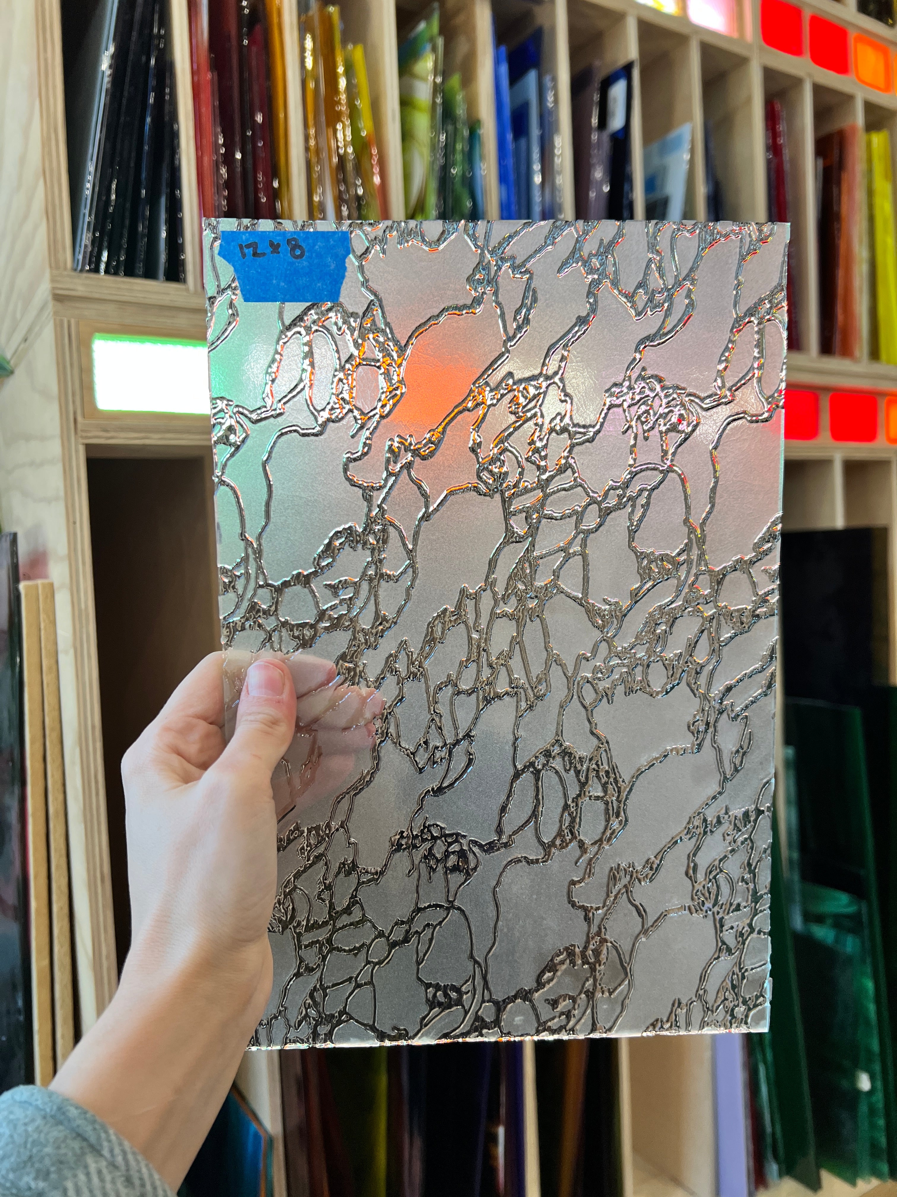 Frosted Niagara Clear Texture Sheet Glass Colorado Glassworks ID0233 (12x8in)