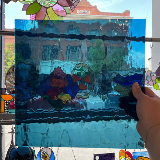 Steel Blue Waterglass Oceanside Fusible 96 COE Sheet Glass Colorado Glassworks