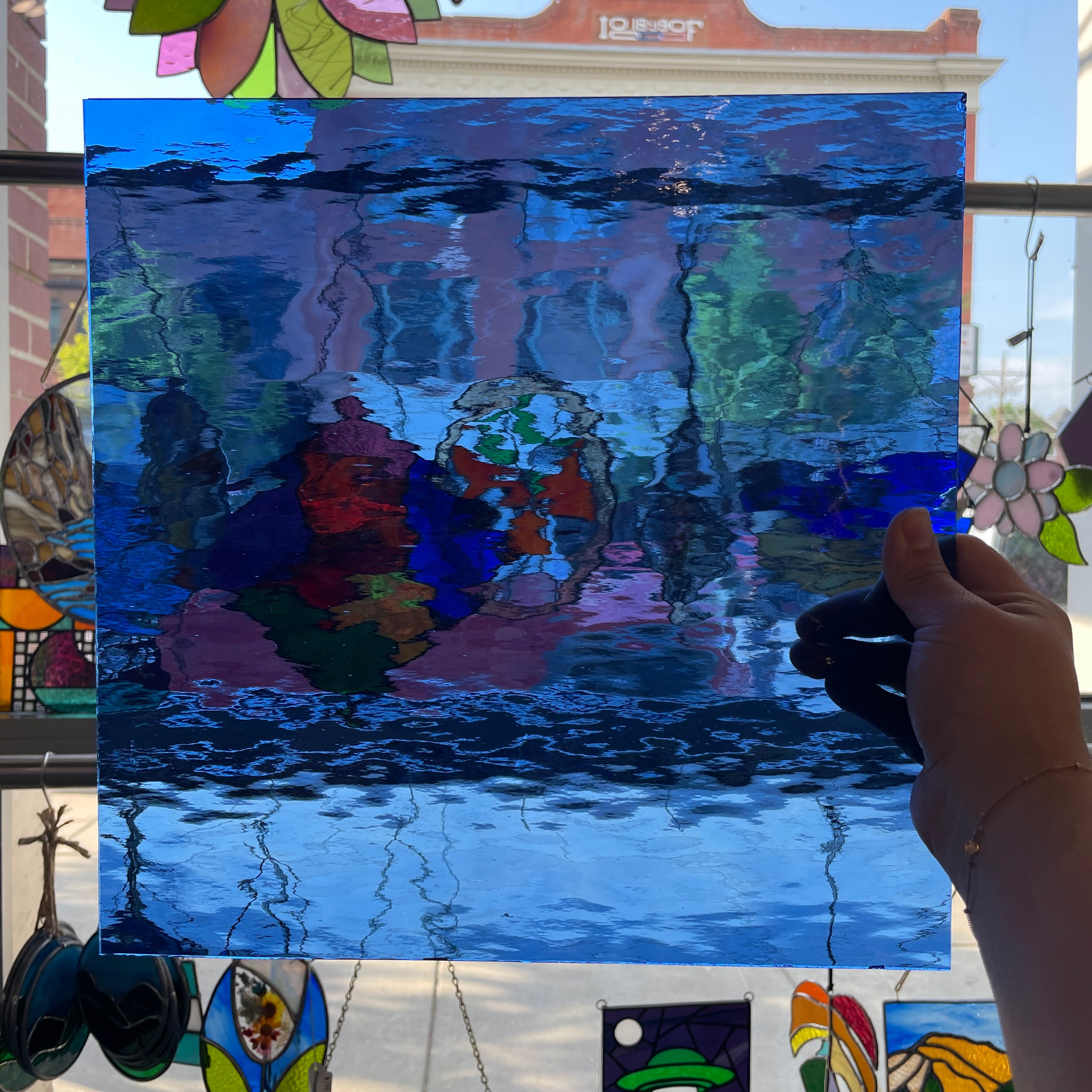 Dark Blue Waterglass Oceanside Fusible 96 COE (134W-F) Sheet Glass Colorado Glassworks