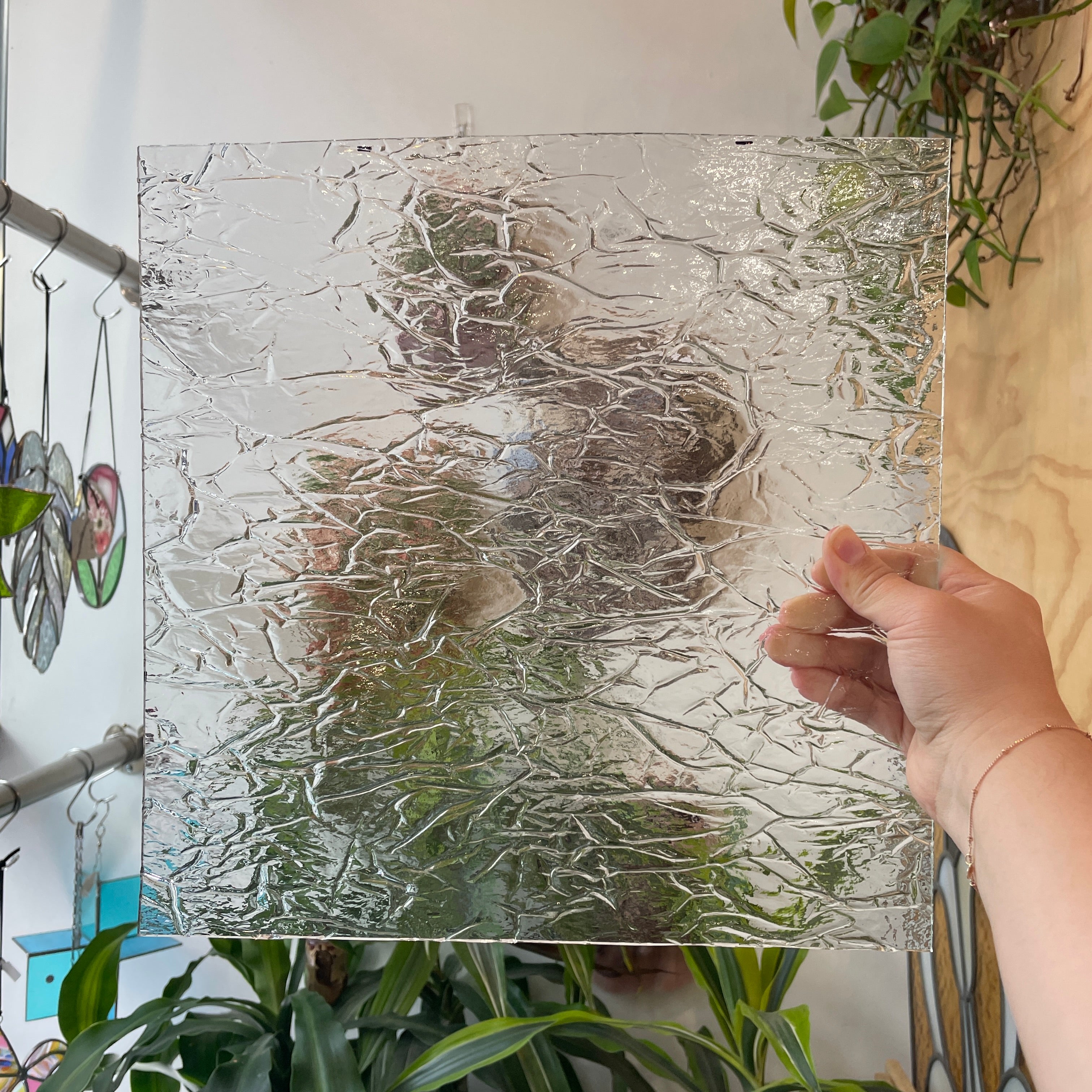Krinkle Textured Clear Oceanside Fusible 96 COE (100K-F) Sheet Glass Colorado Glassworks
