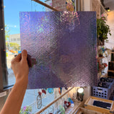 Purple Iridescent Lace Clear Transparent Sheet Glass