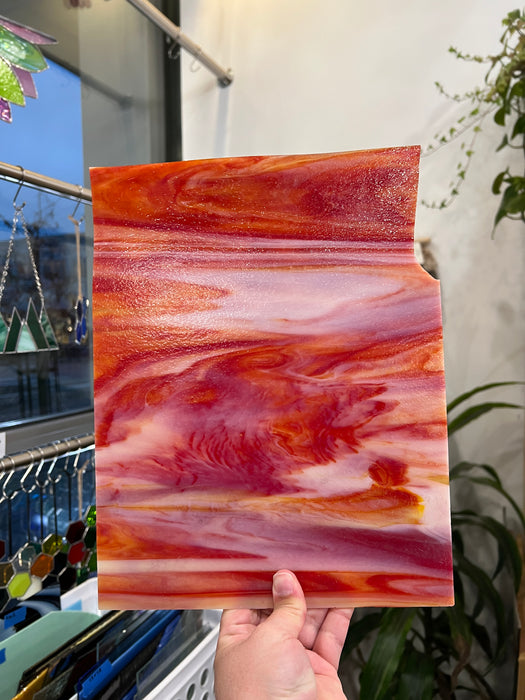 Red White Mixed Kokomo Opaque Sheet Glass Colorado Glassworks