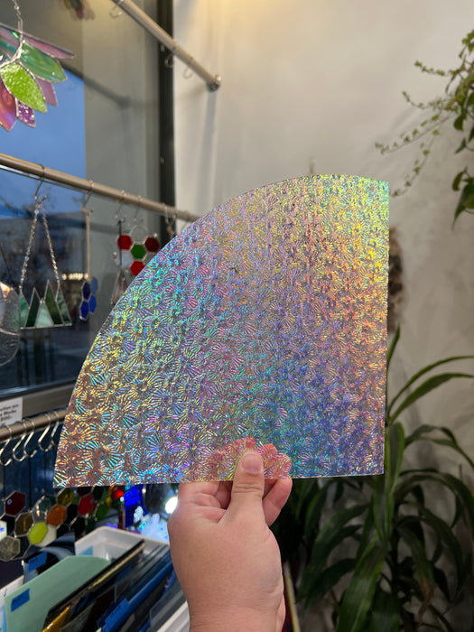 Stained Glass Sheet Dichroic Rainbow Florentine 1/4 Sheet Glass 96 COE Colorado Glass Works