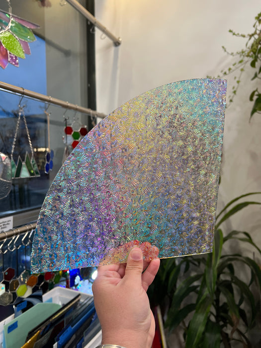 Stained Glass Sheet Dichroic Rainbow Florentine 1/4 Sheet Glass 96 COE Colorado Glass Works