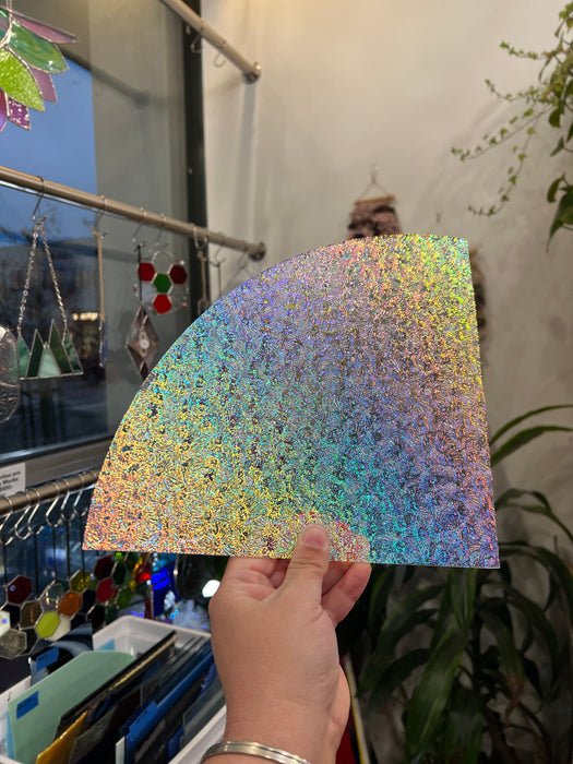 Stained Glass Sheet Dichroic Rainbow Florentine 1/4 Sheet Glass 96 COE Colorado Glass Works