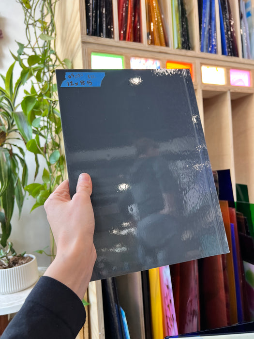 Solid Charcoal Opalescent Oceanside Fusible 96 COE Sheet Glass Colorado Glassworks OS2080 (12x8.5in)