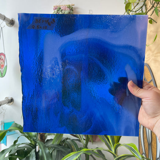 Curious Dark Blue &Neolavender Bullseye Fusible 90 COE Sheet Glass Colorado Glassworks BE770 (9.5x10in)