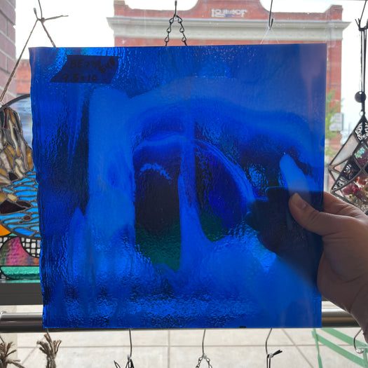 Curious Dark Blue &Neolavender Bullseye Fusible 90 COE Sheet Glass Colorado Glassworks