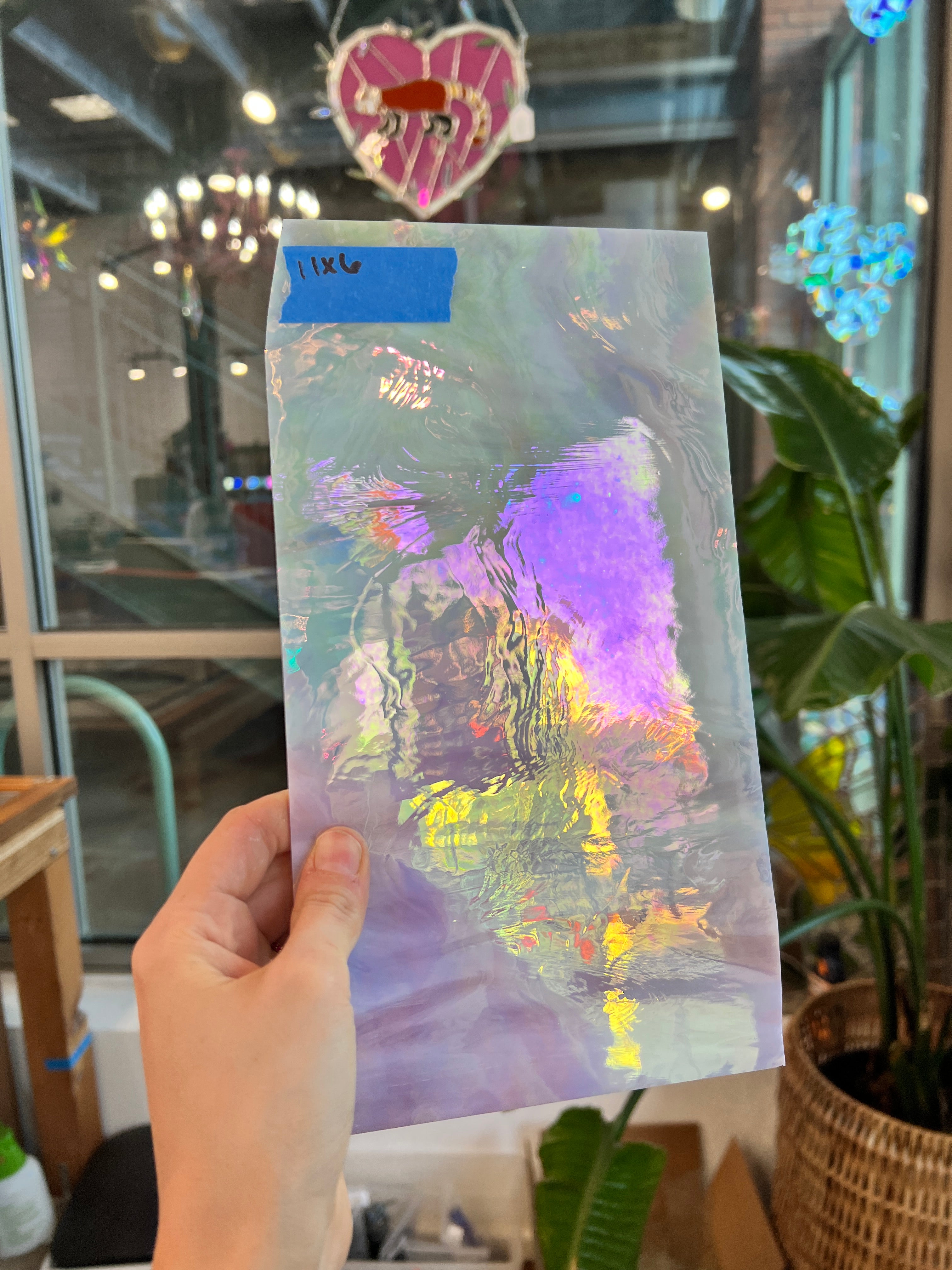 Mauve/Light Pink Opaque Wispy Iridescent Spectrum Sheet Glass Colorado Glassworks