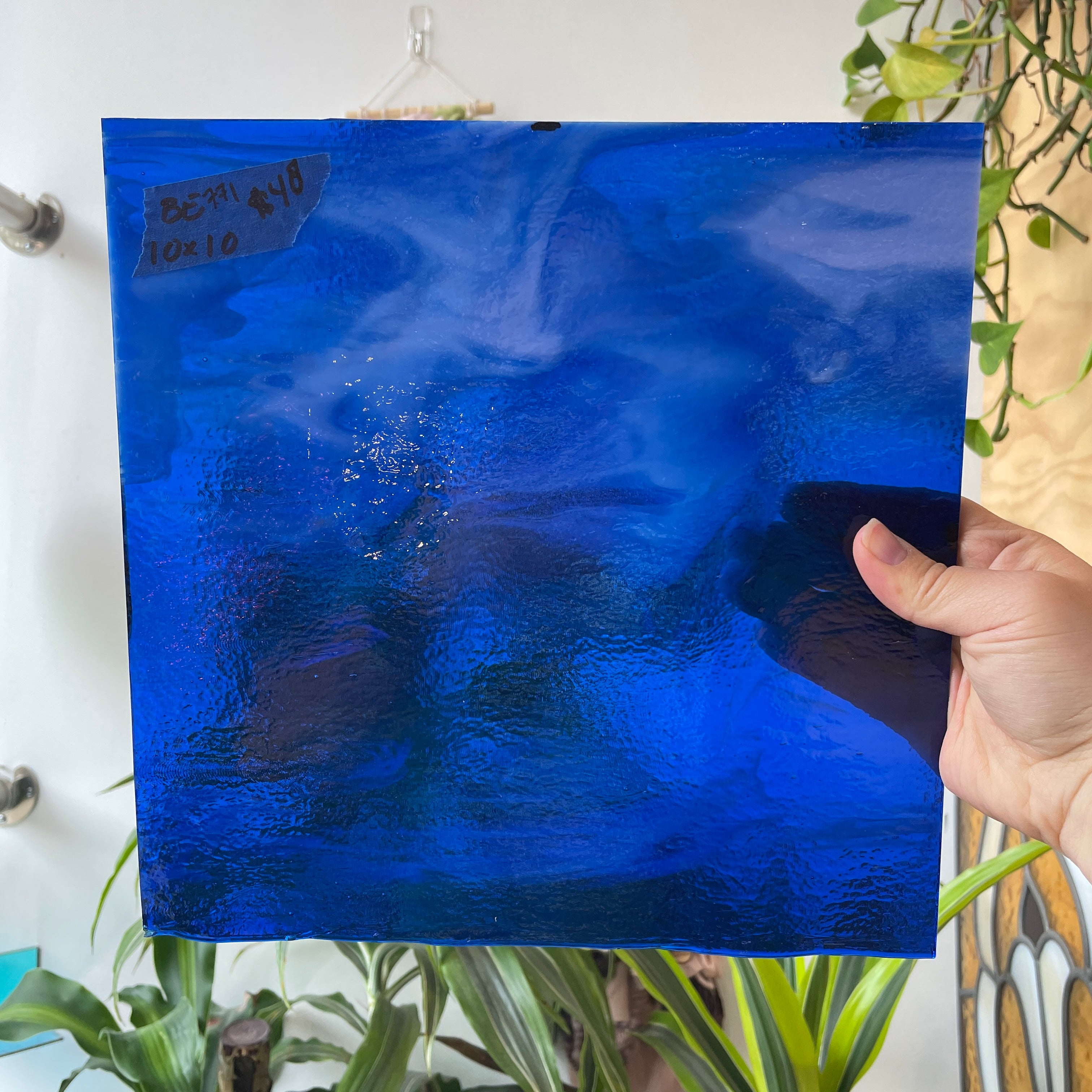 Curious Dark Blue &Neolavender Bullseye Fusible 90 COE Sheet Glass Colorado Glassworks BE771 (10x10in)