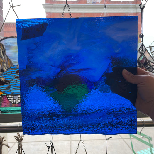 Curious Dark Blue &Neolavender Bullseye Fusible 90 COE Sheet Glass Colorado Glassworks