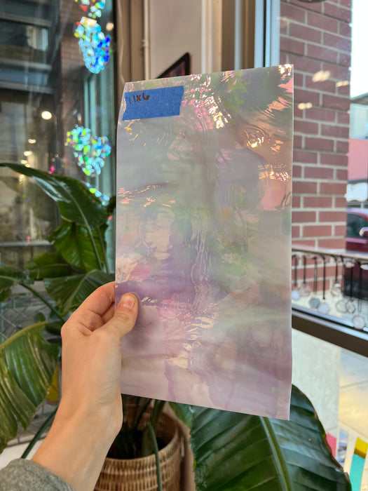 Mauve/Light Pink Opaque Wispy Iridescent Spectrum Sheet Glass Colorado Glassworks