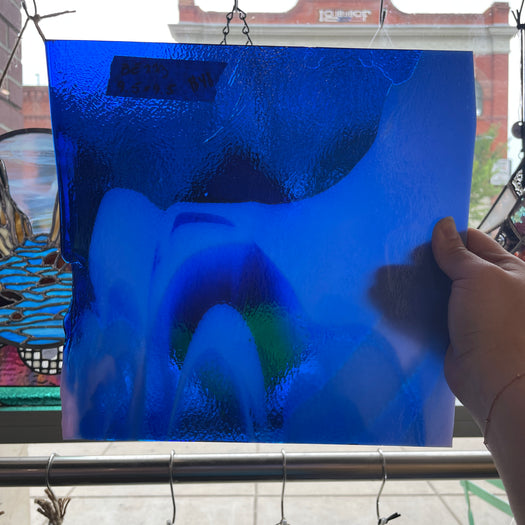 Curious Dark Blue &Neolavender Bullseye Fusible 90 COE Sheet Glass Colorado Glassworks
