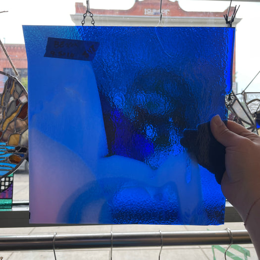 Curious Dark Blue &Neolavender Bullseye Fusible 90 COE Sheet Glass Colorado Glassworks