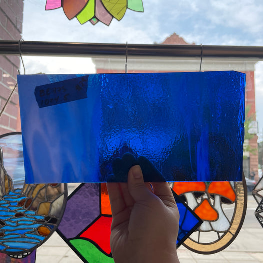 Curious Dark Blue &Neolavender Bullseye Fusible 90 COE Sheet Glass Colorado Glassworks