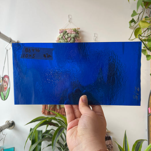 Curious Dark Blue &Neolavender Bullseye Fusible 90 COE Sheet Glass Colorado Glassworks BE776 (10x5in)