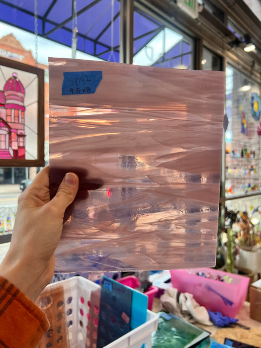 Light Pink/Purple Wispy Vintage Spectrum Sheet Glass Colorado Glassworks   