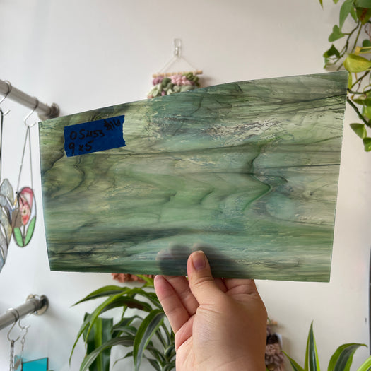 Oceanside Fern Opal Fusible 96 COE Sheet Glass Colorado Glassworks