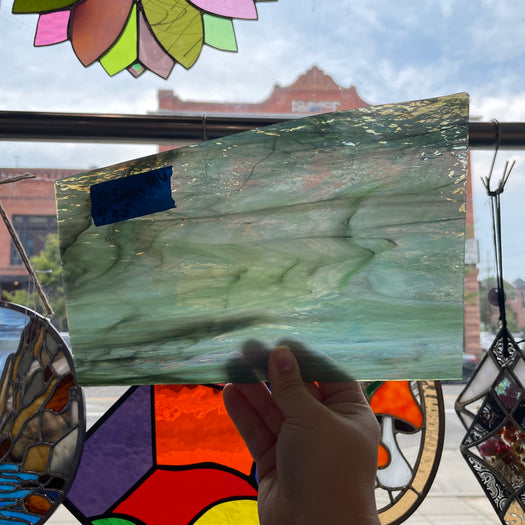 Oceanside Fern Opal Fusible 96 COE Sheet Glass Colorado Glassworks