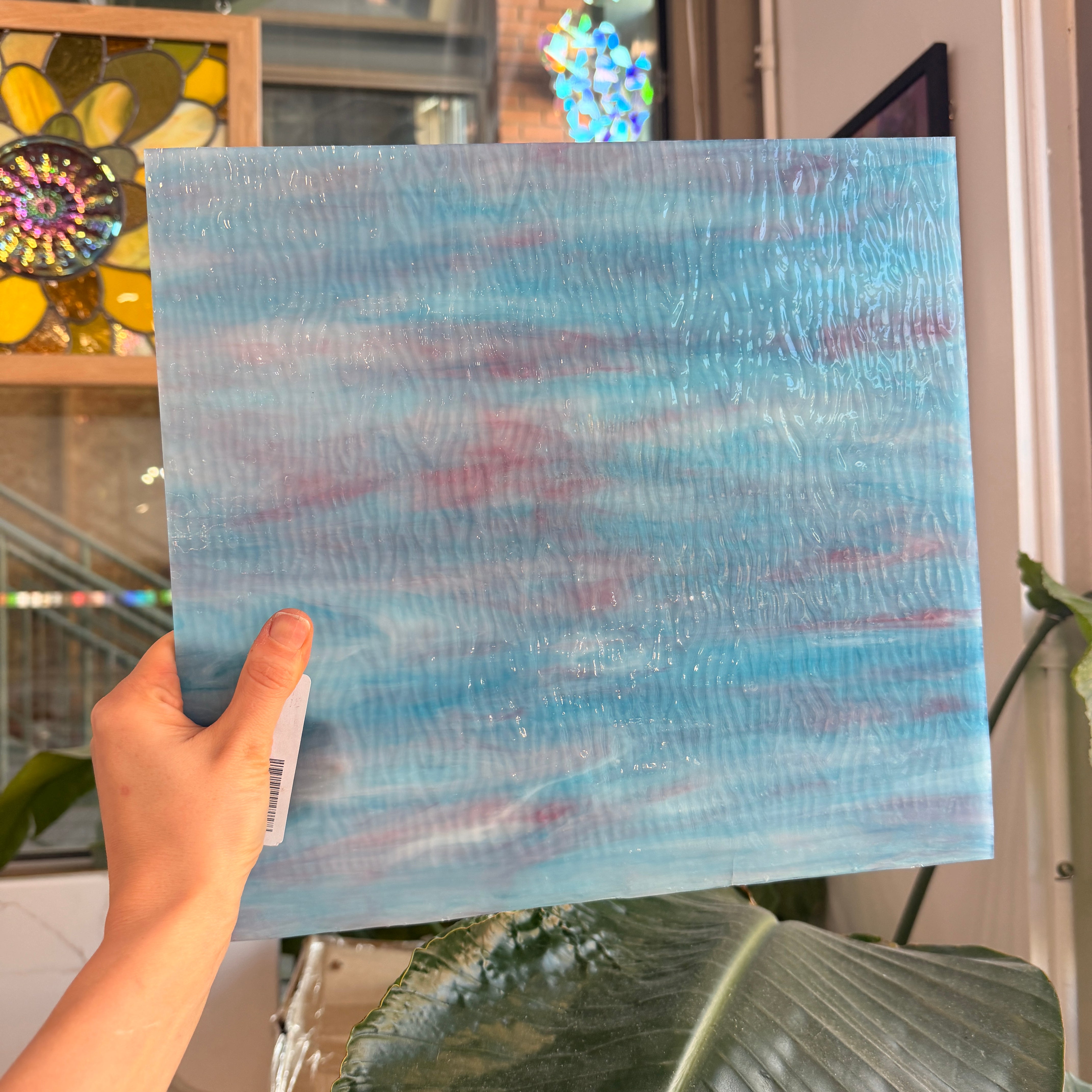 Blue Pink Ripple Textured Sheet Glass (CHG 3018R)