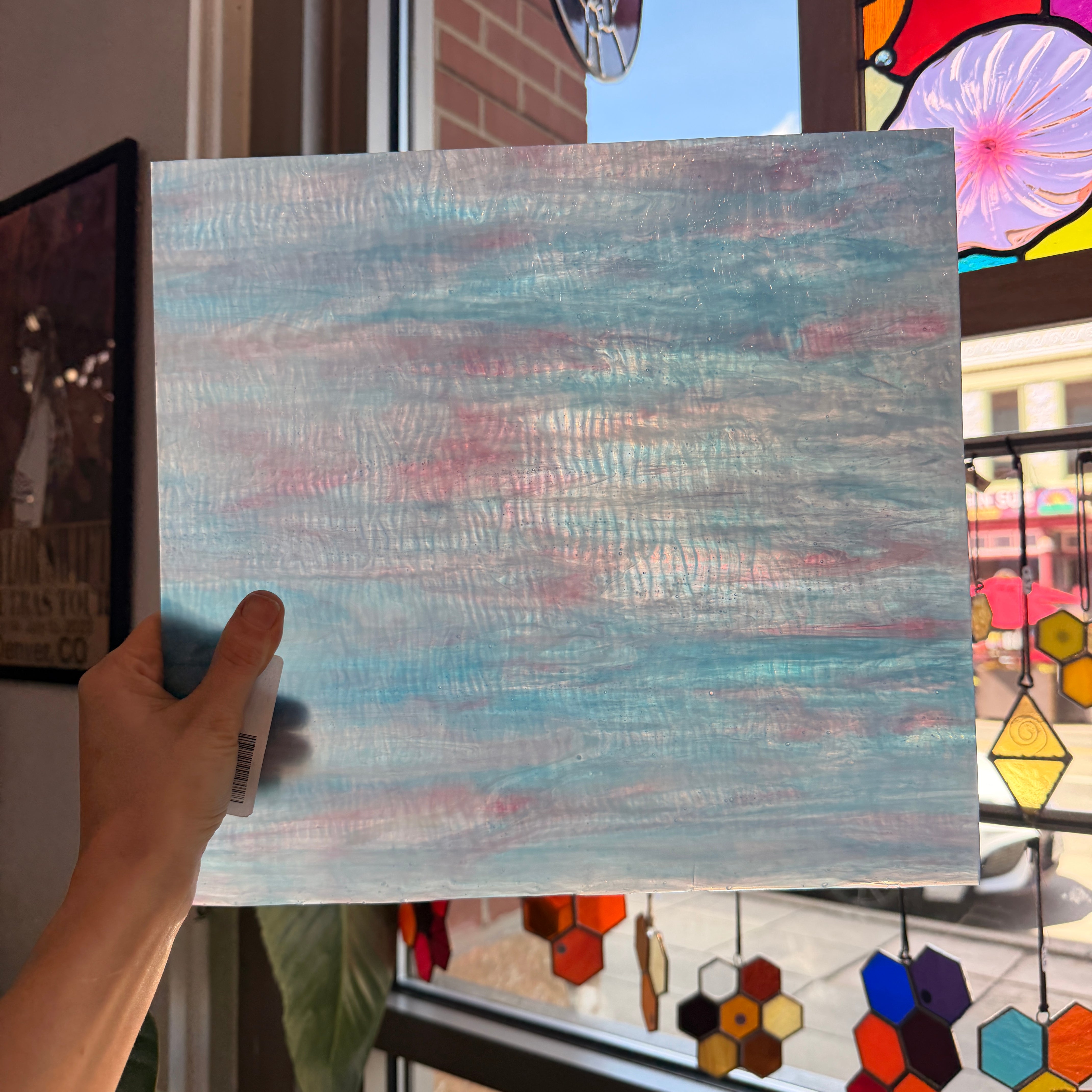 Blue Pink Ripple Textured Sheet Glass (CHG 3018R)