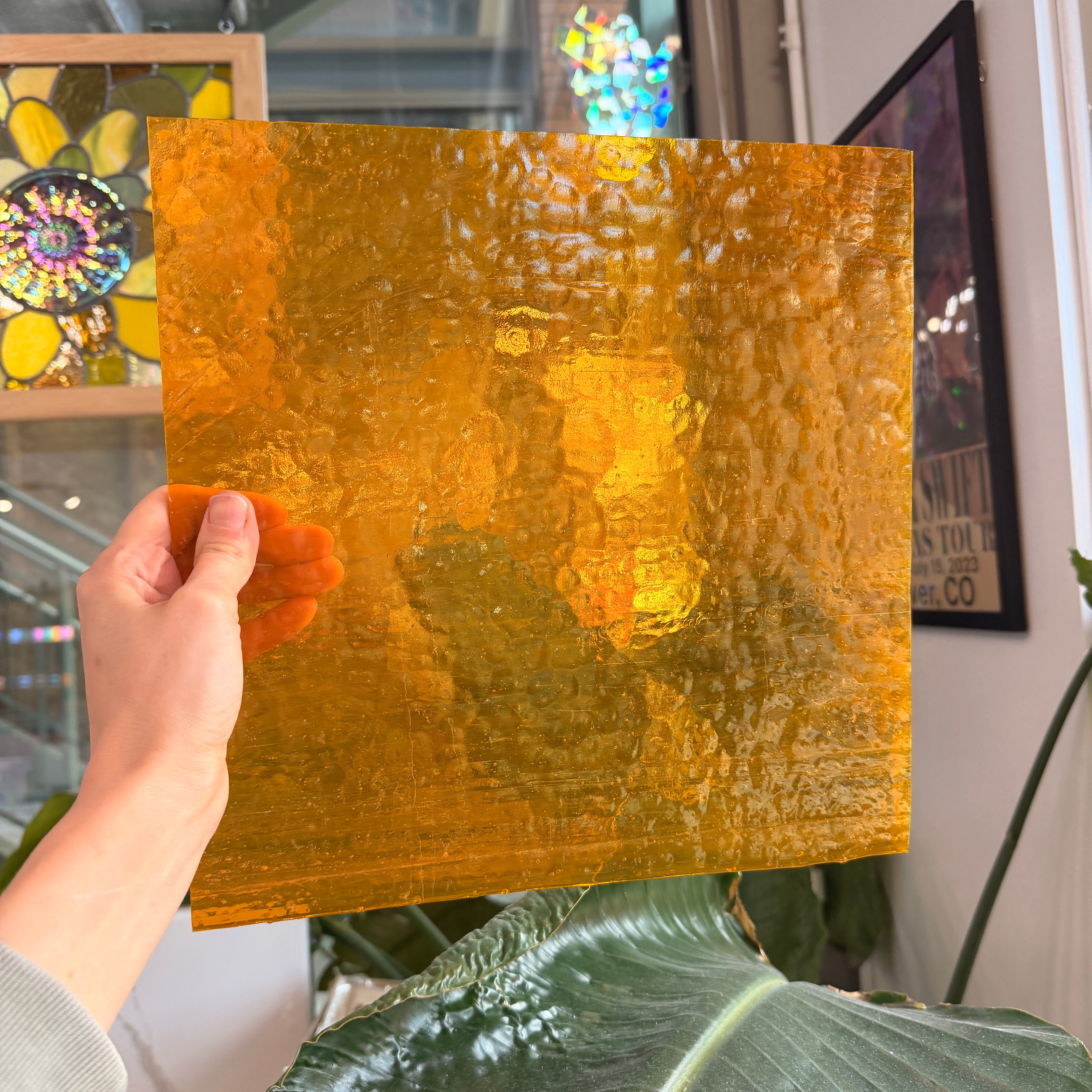 Marigold Yellow Transparent Textured Sheet Glass