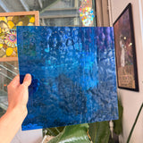Medium Blue Transparent Hammered Textured Sheet Glass