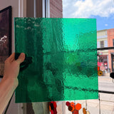 Kelly Green Transparent Hammered Textured Sheet Glass