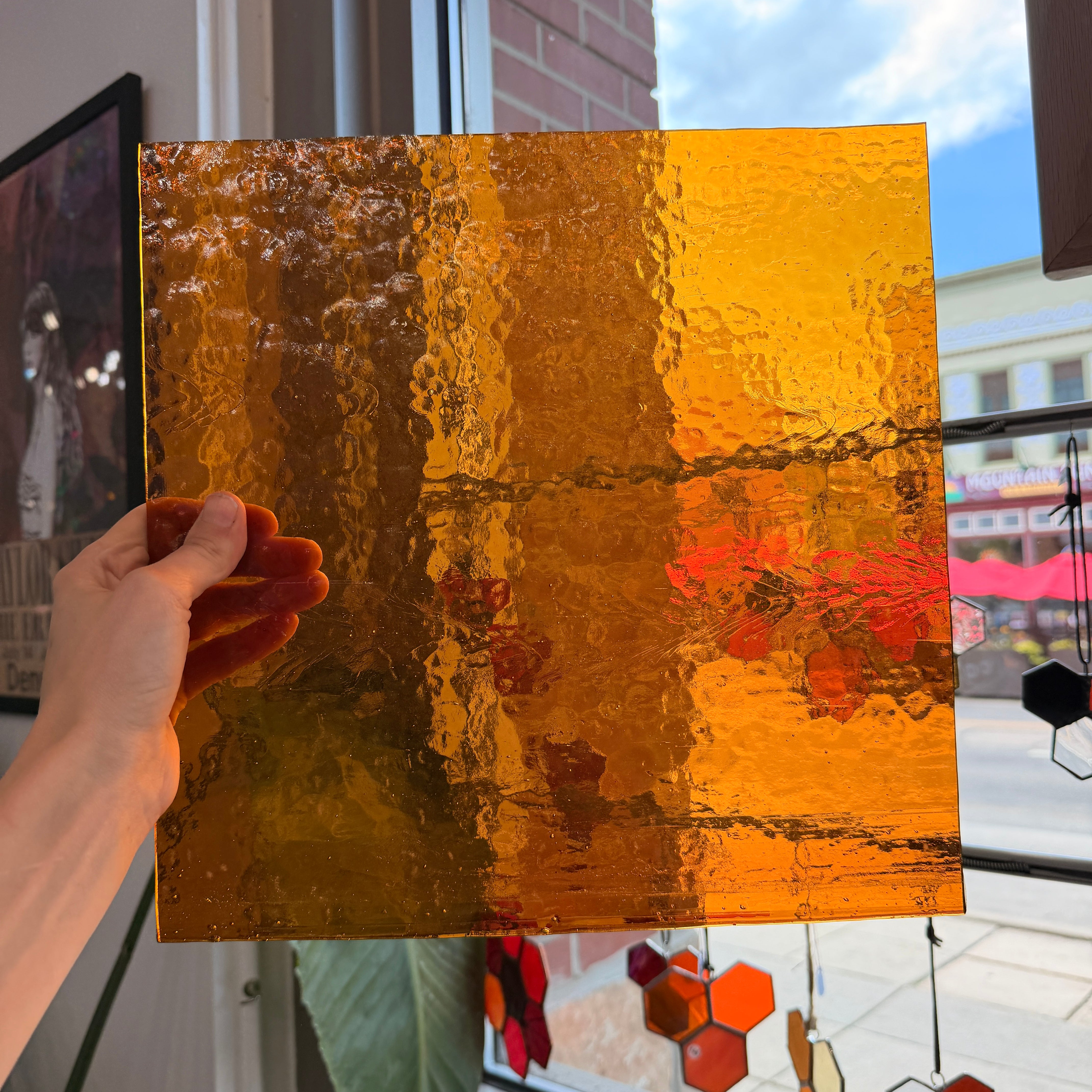 Amber Yellow Transparent Textured Sheet Glass