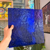 Dark Blue Transparent Hammered Textured Sheet Glass