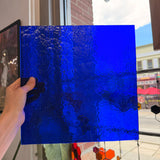 Dark Blue Transparent Hammered Textured Sheet Glass