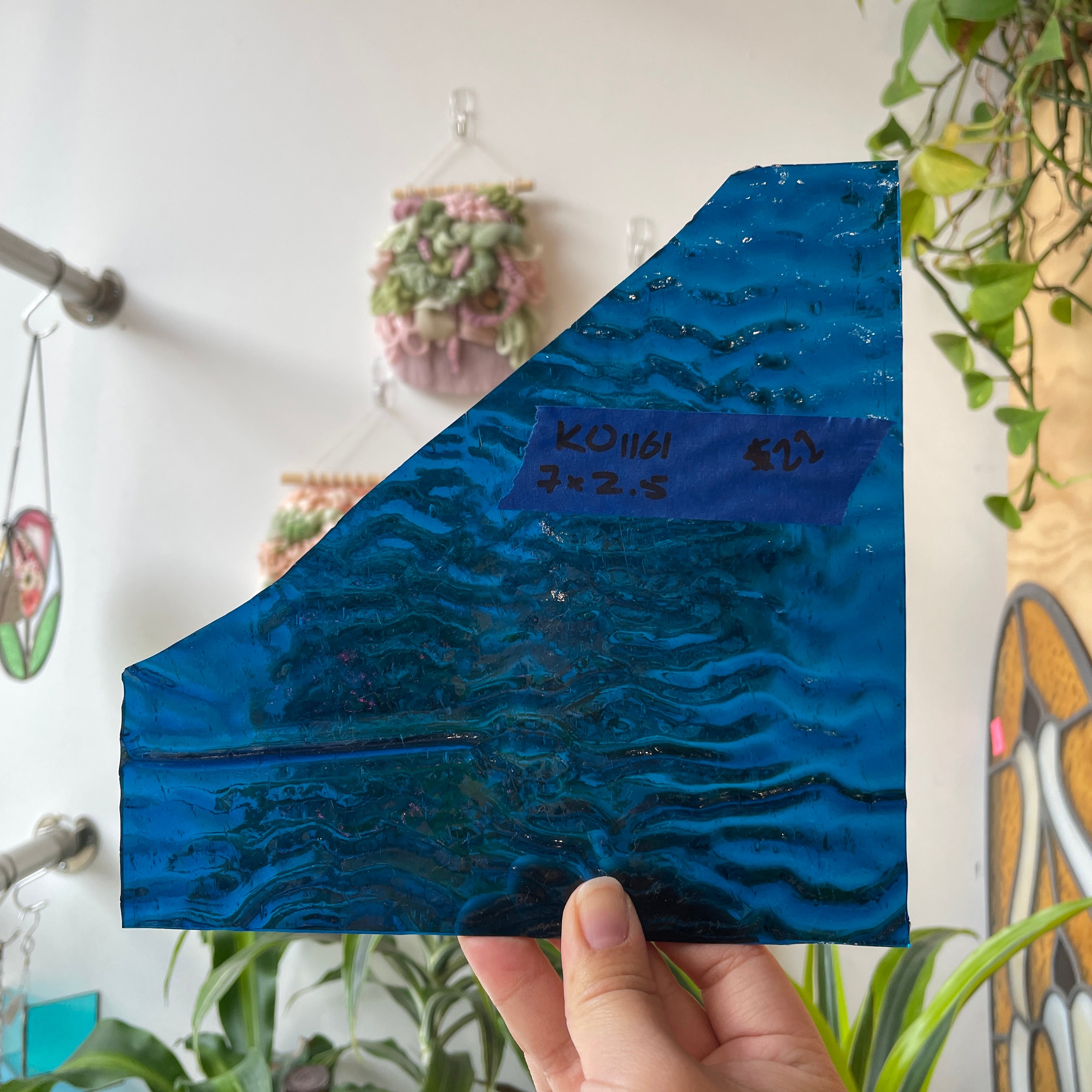 Blue Ripple Kokomo Sheet Glass Colorado Glassworks KO1161 (7x2.5in)