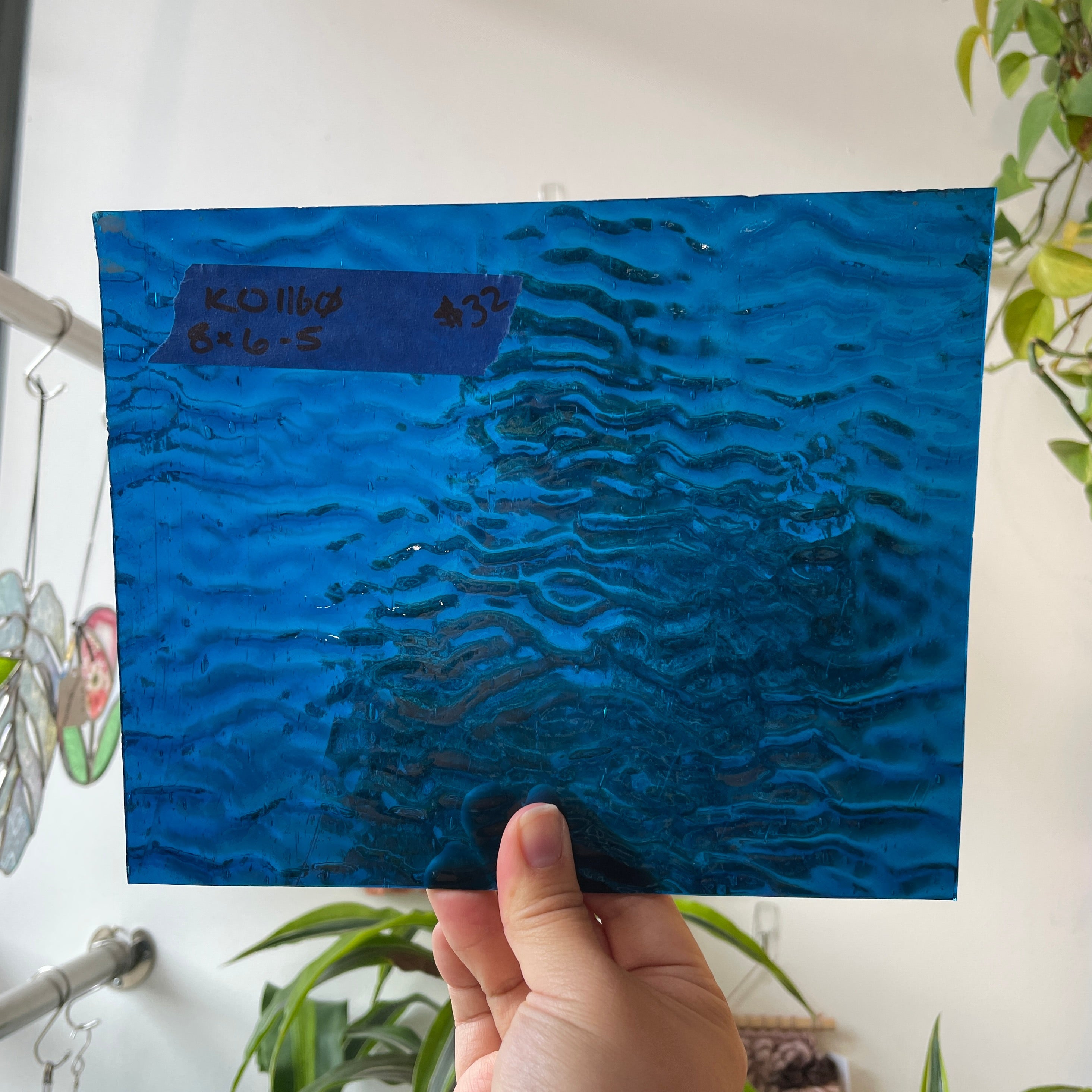 Blue Ripple Kokomo Sheet Glass Colorado Glassworks KO1160 (8x6.5in)