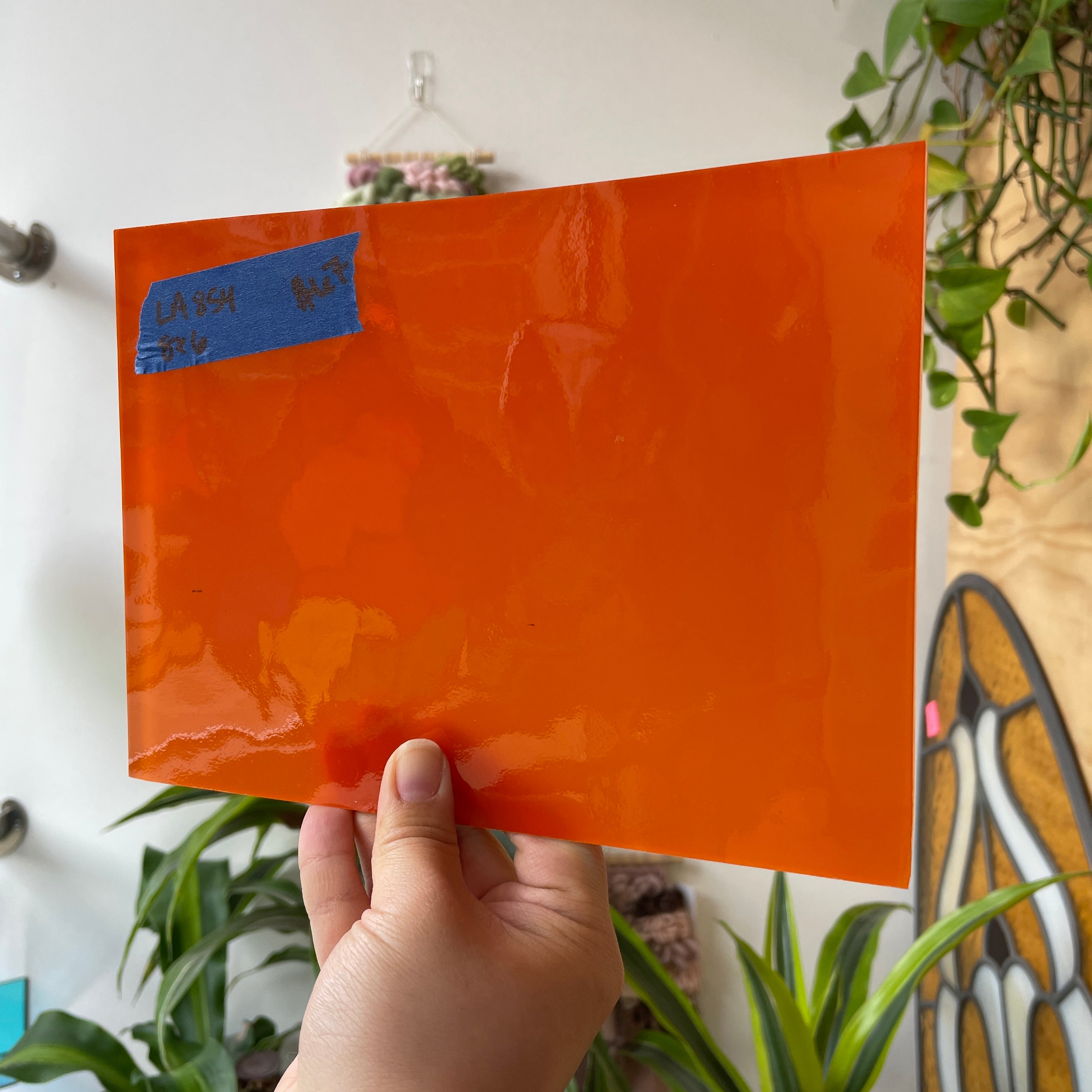 Fire Orange Flash Glass Mouth Blown Lamberts Sheet Glass Colorado Glassworks LA854 (8x6in)