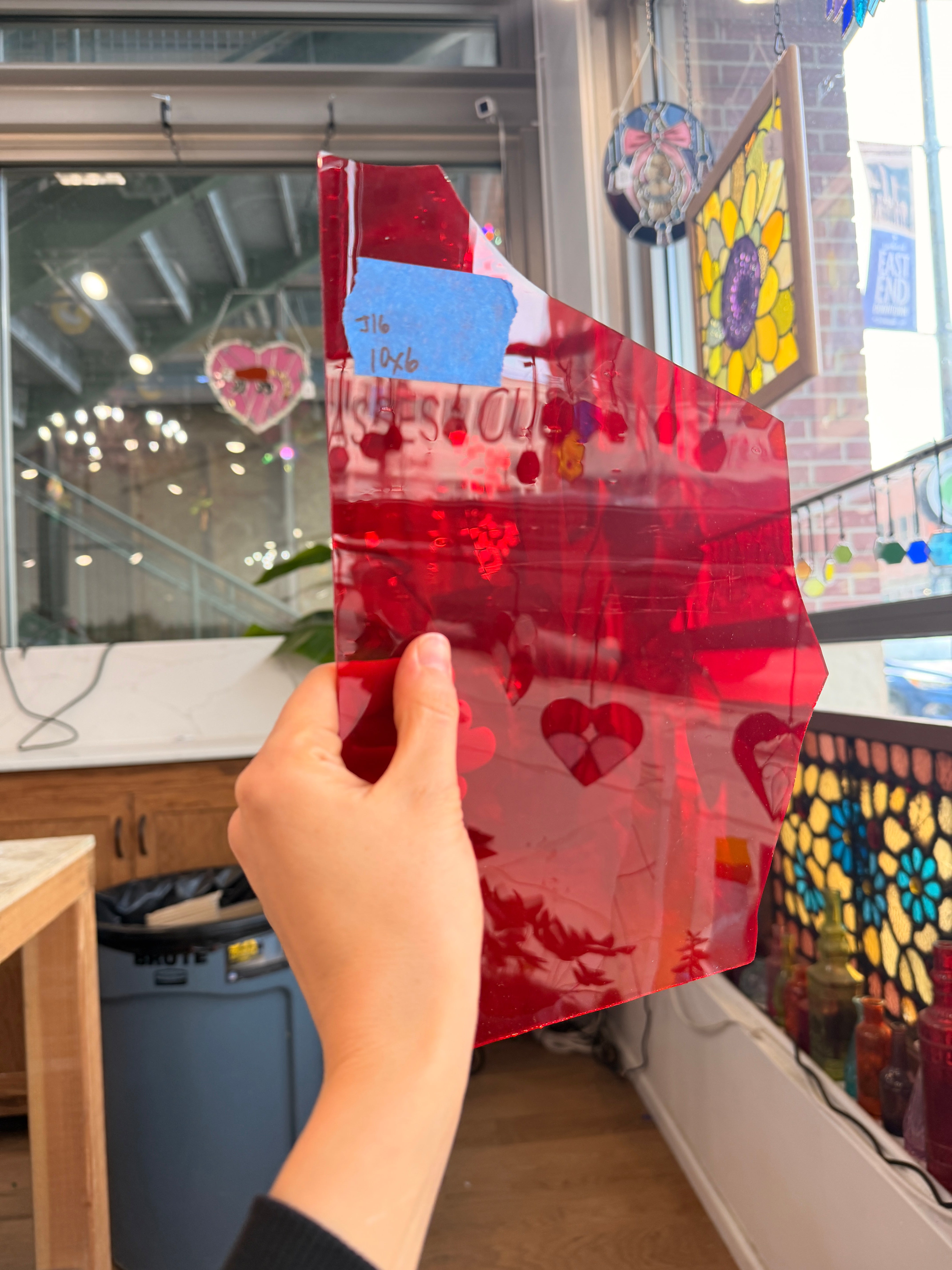 Cherry Red Vintage Mouthblown Desag Sheet Glass Colorado Glassworks