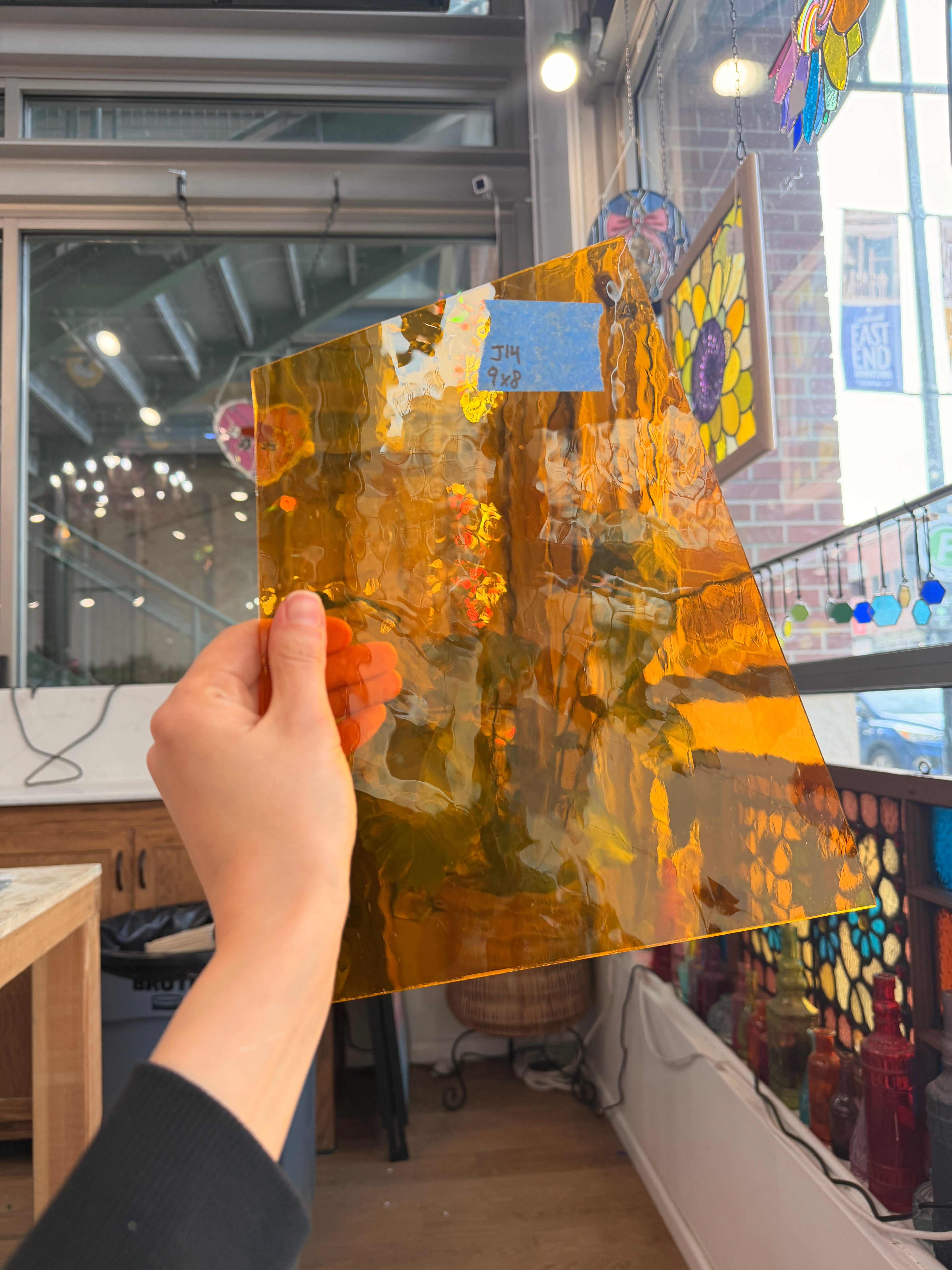 Amber Gold Mouth Blown Antique Sheet Glass Colorado Glassworks