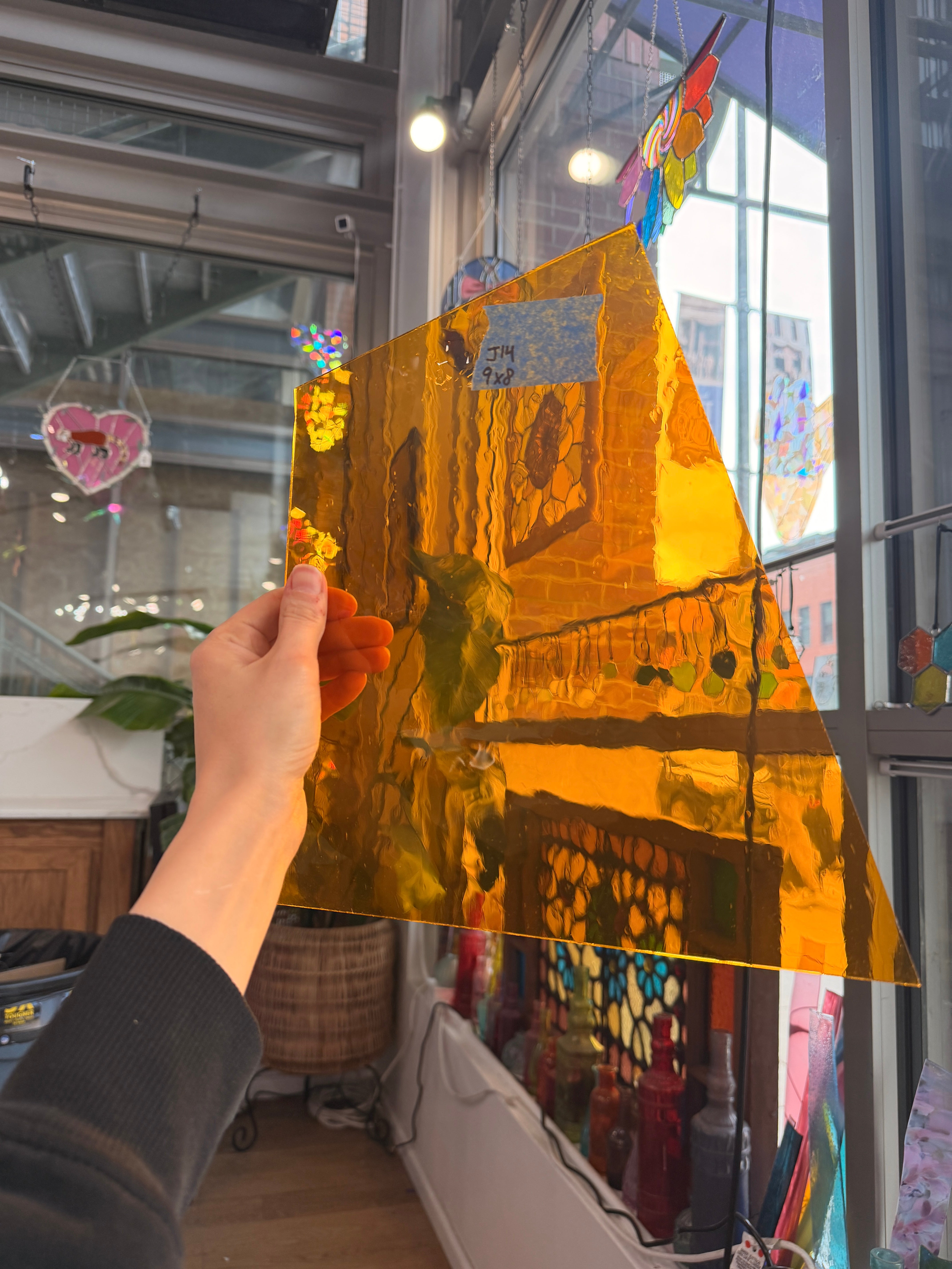 Amber Gold Mouth Blown Antique Sheet Glass Colorado Glassworks