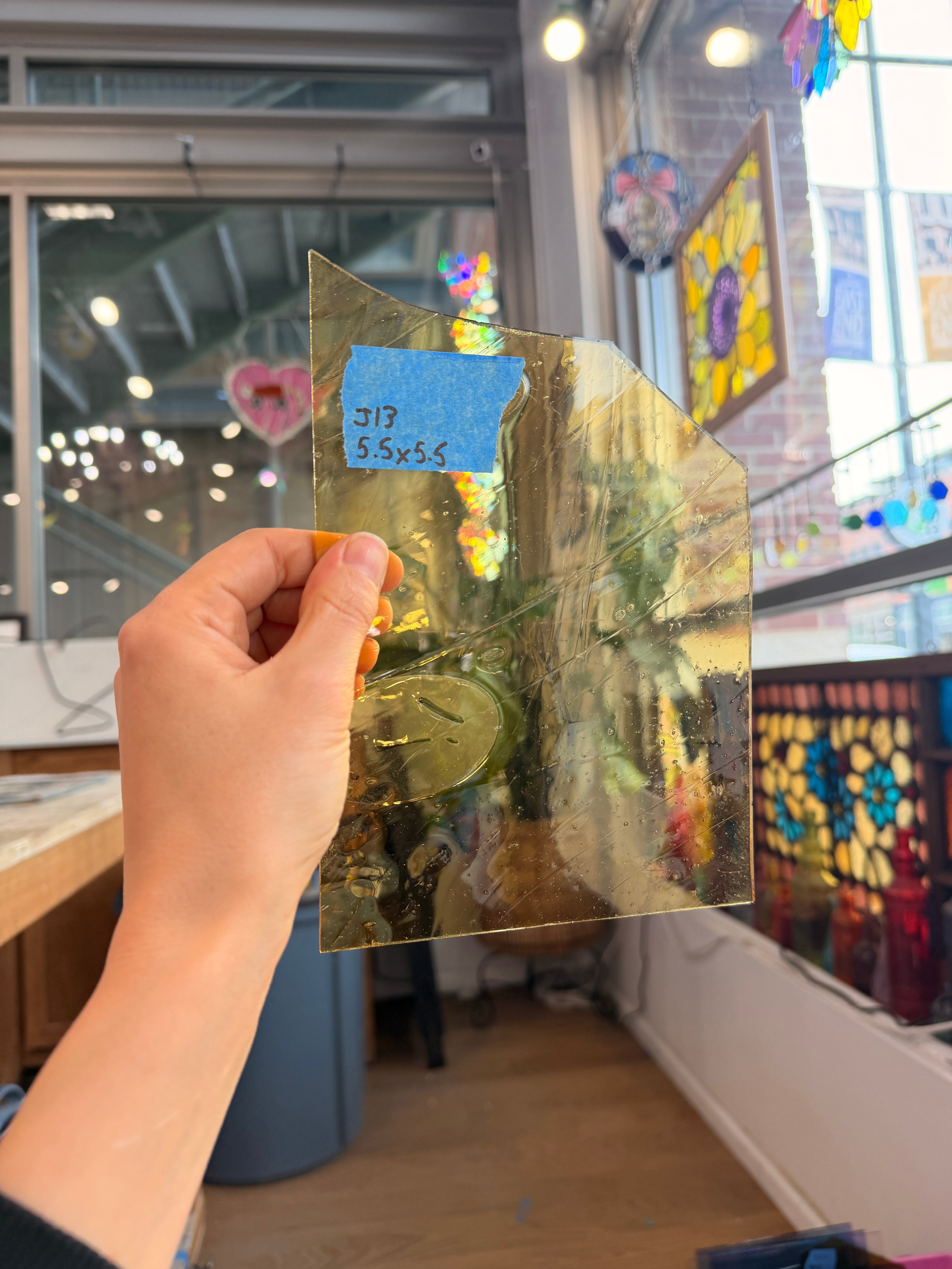 Light Pale Amber Mouthblown Sheet Glass Colorado Glassworks