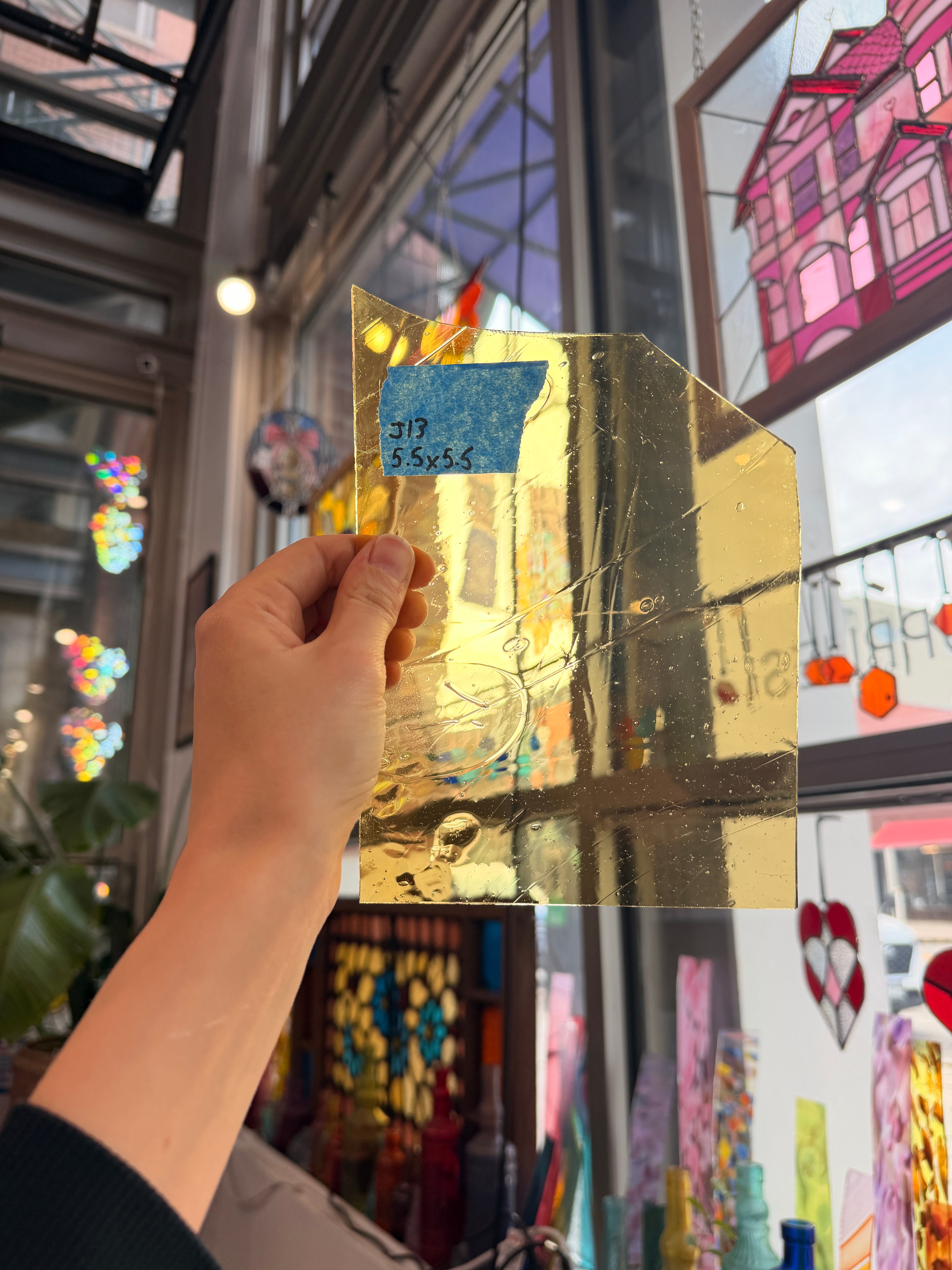 Light Pale Amber Mouthblown Sheet Glass Colorado Glassworks