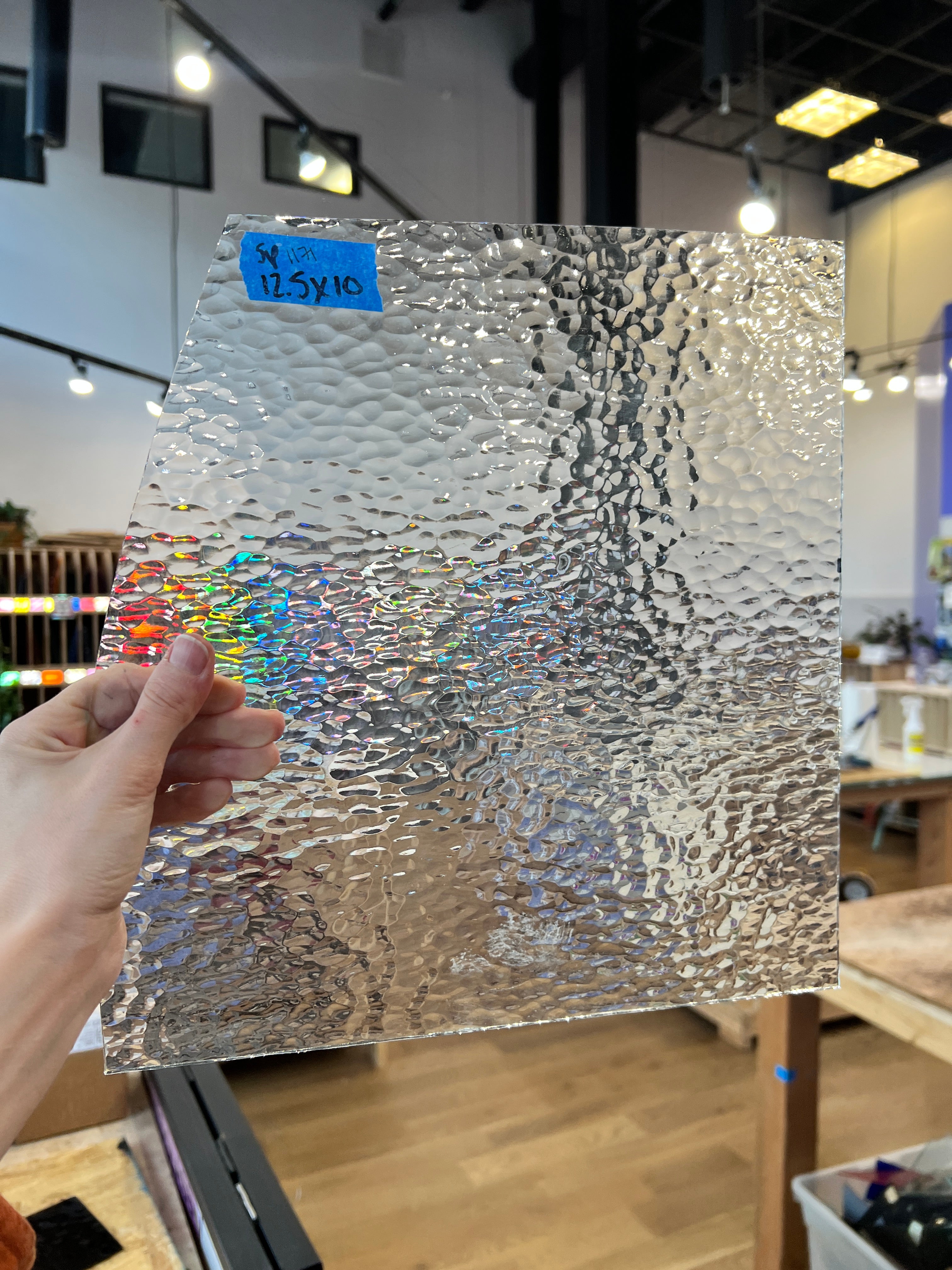 Clear Hammered Spectrum Sheet Glass Colorado Glass Works SP1171 (12.5x10in)  
