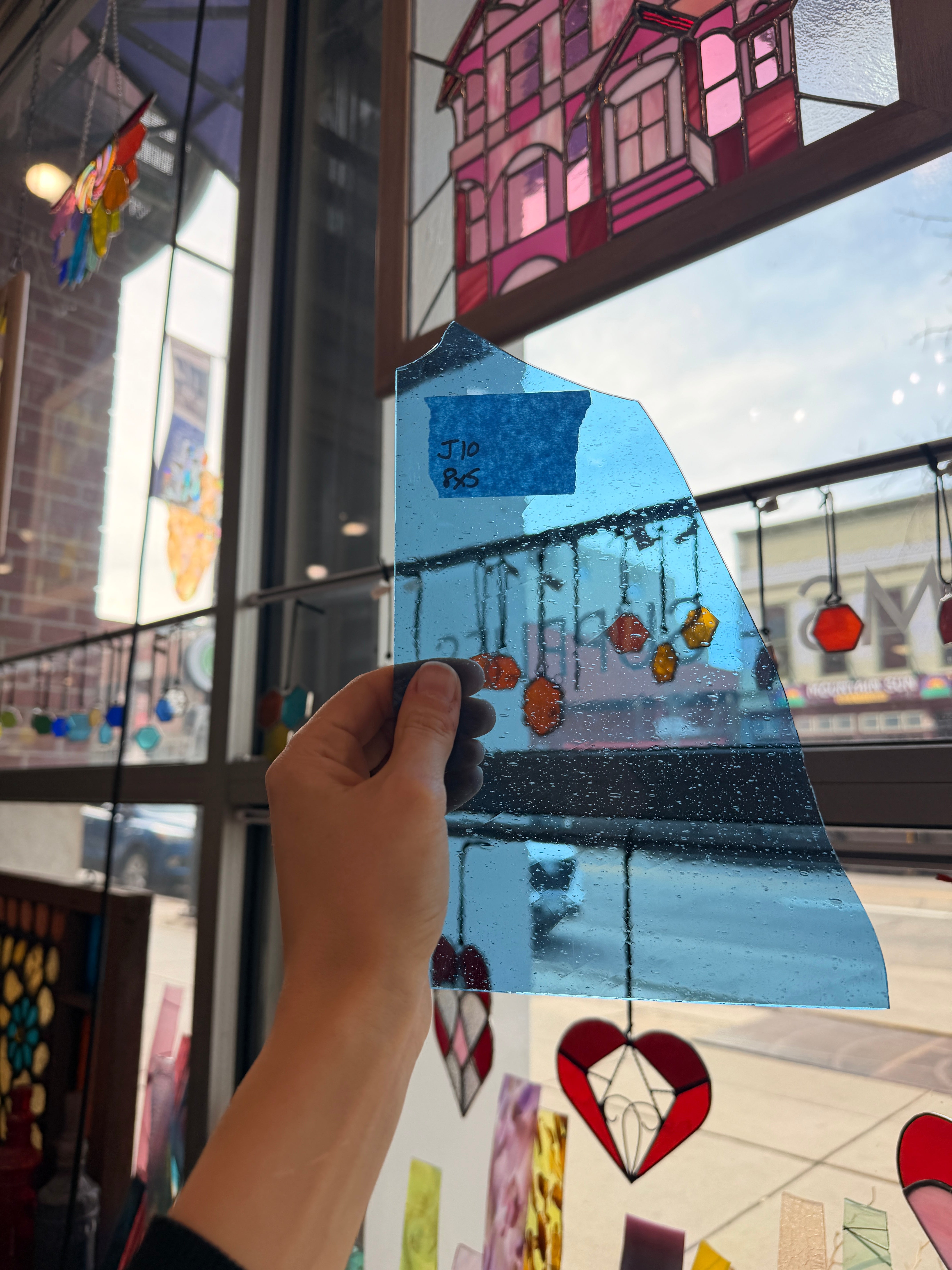 Light Blue Lamberts Mouth Blown Glass Sheet Glass Colorado Glassworks J10 (8x5in)