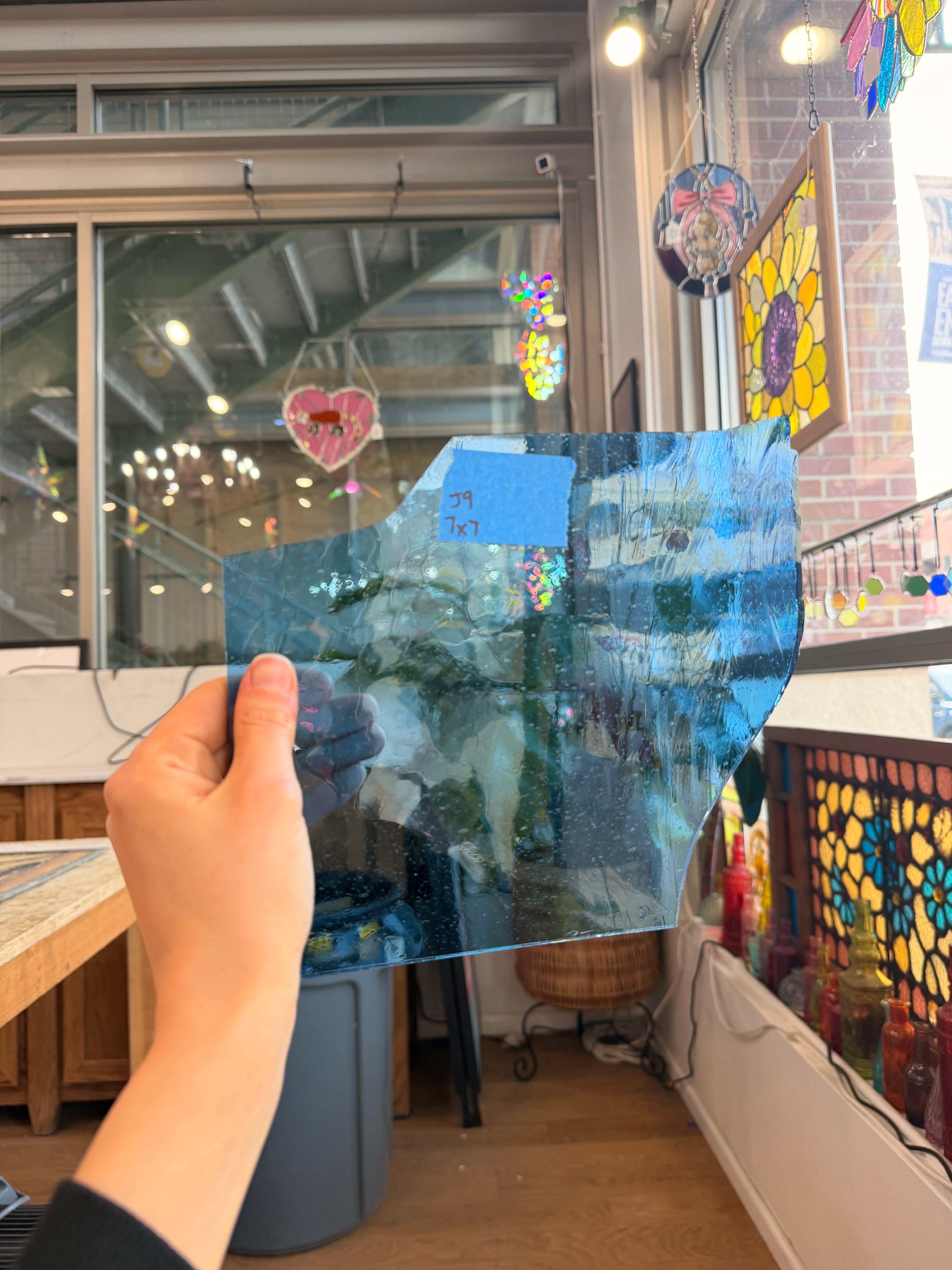 Light Blue Lamberts Mouth Blown Glass Sheet Glass Colorado Glassworks