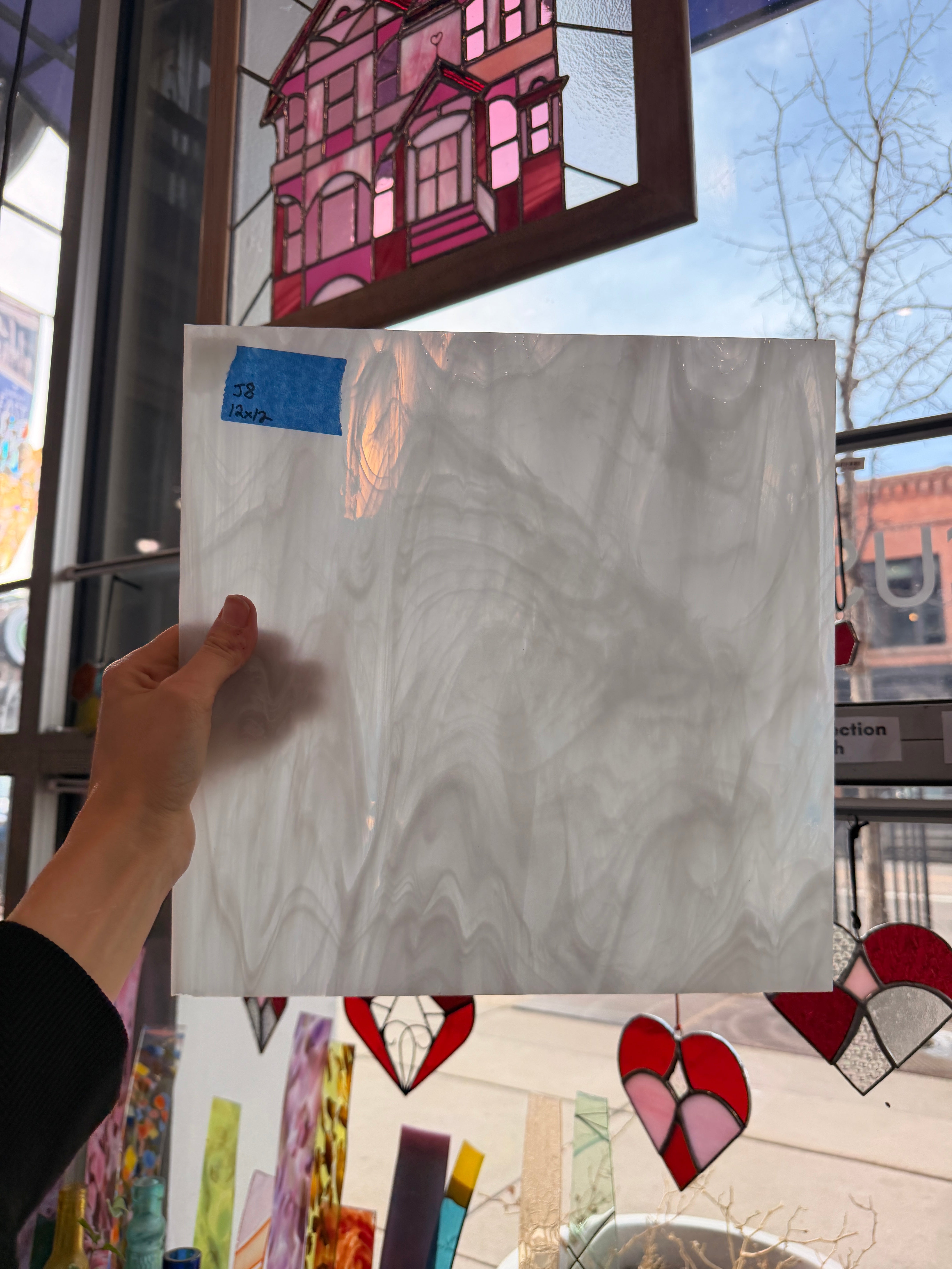 White Wispy Vintage Spectrum Sheet Glass Colorado Glassworks