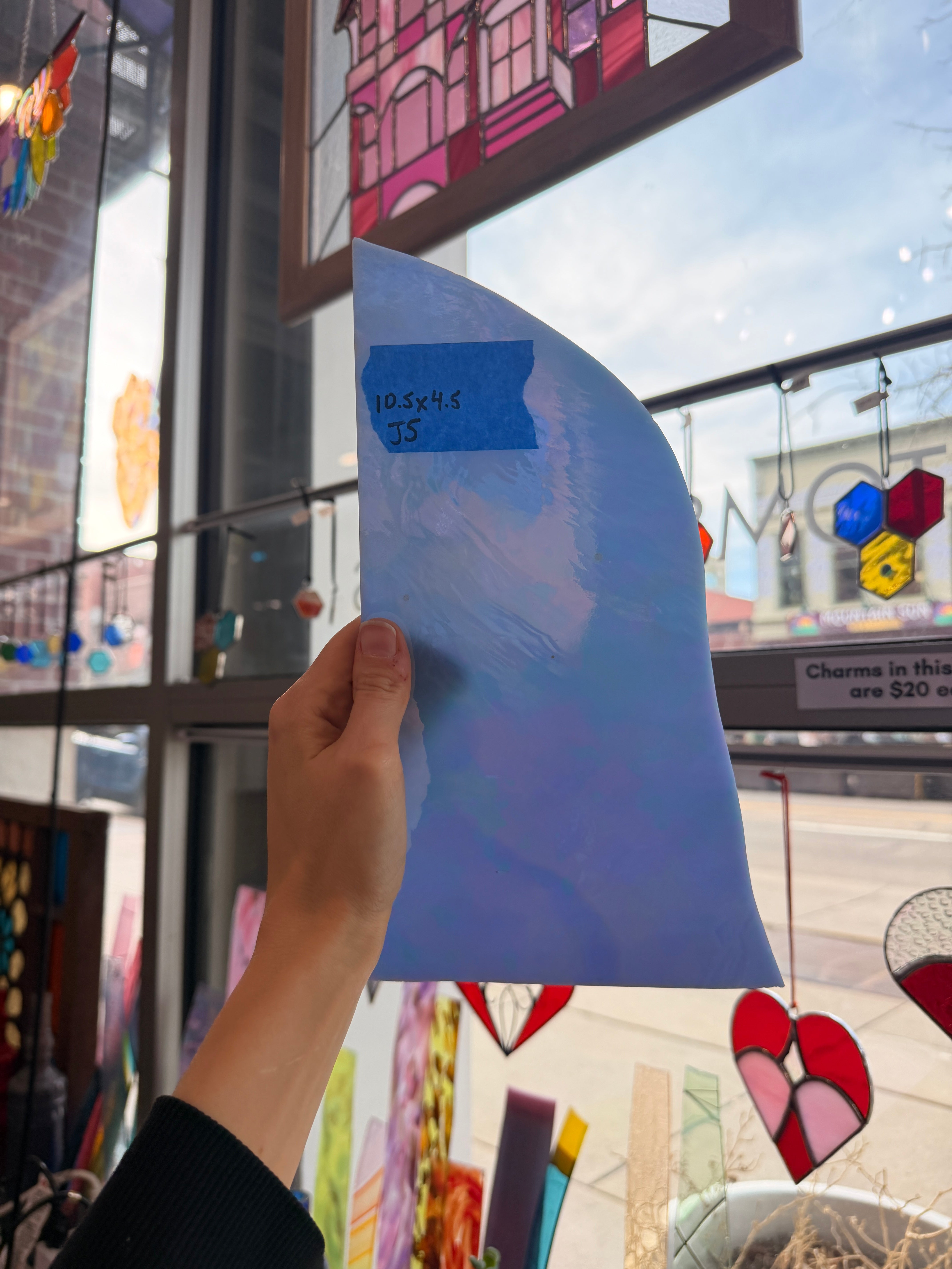 Rare Periwinkle Blue Wispy Iridescent Vintage Spectrum Sheet Glass Colorado Glass Works