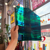 Mixed Green Blue Mouth Blown Lamberts Sheet Glass Colorado Glassworks