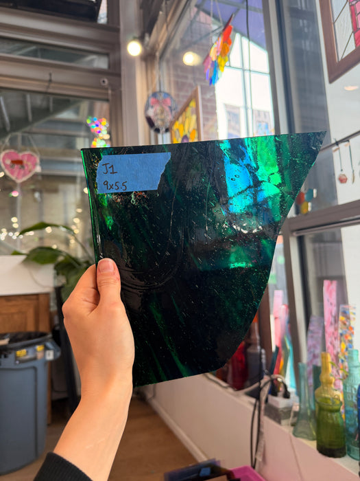 Mixed Green Blue Mouth Blown Lamberts Sheet Glass Colorado Glassworks