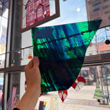 Mixed Green Blue Mouth Blown Lamberts Sheet Glass Colorado Glassworks 9x5.5in (LA-55075629)