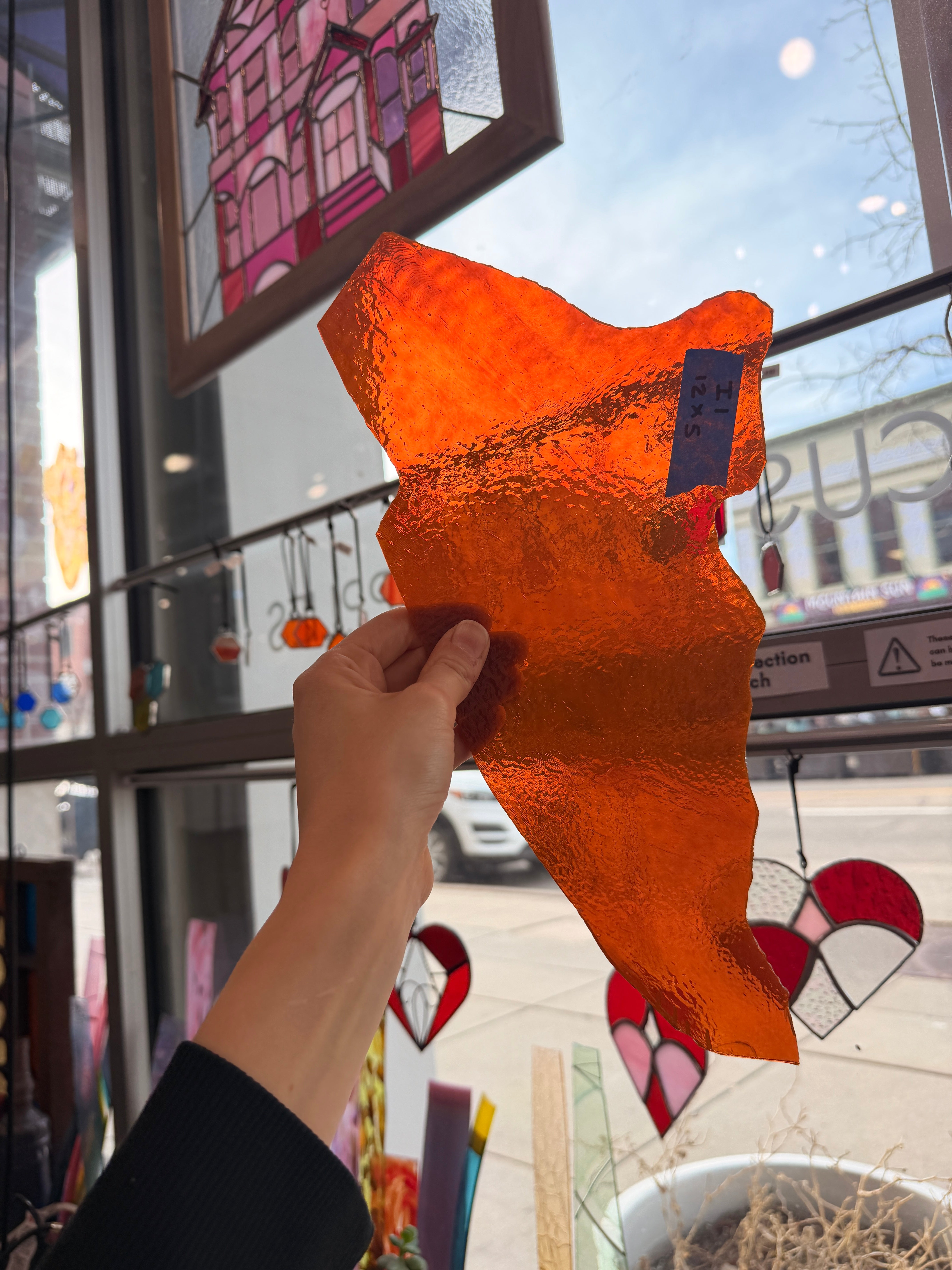 Orange Vintage Textured Sheet Glass Colorado Glassworks