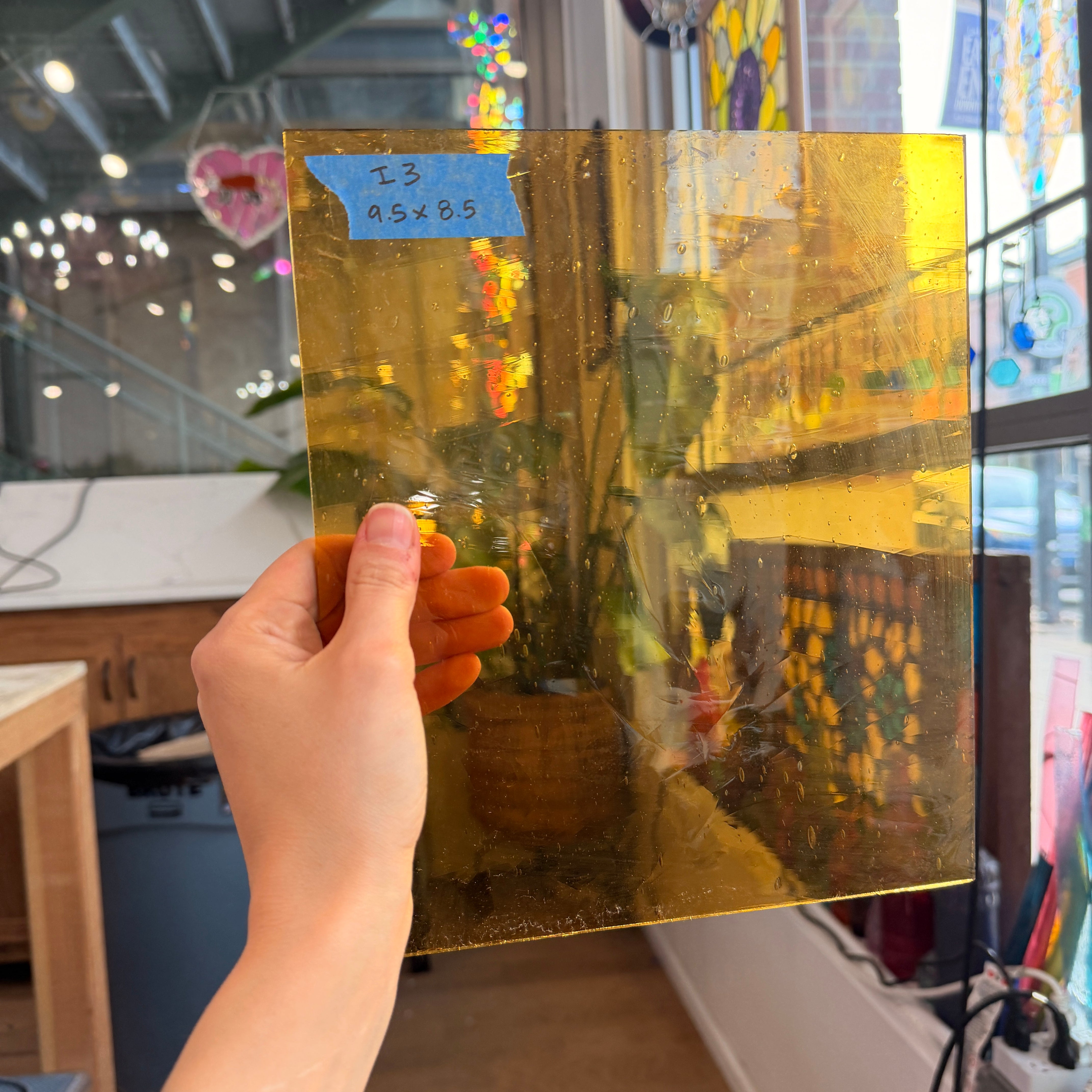 Yellow Mouth Blown Sheet Glass Colorado Glassworks
